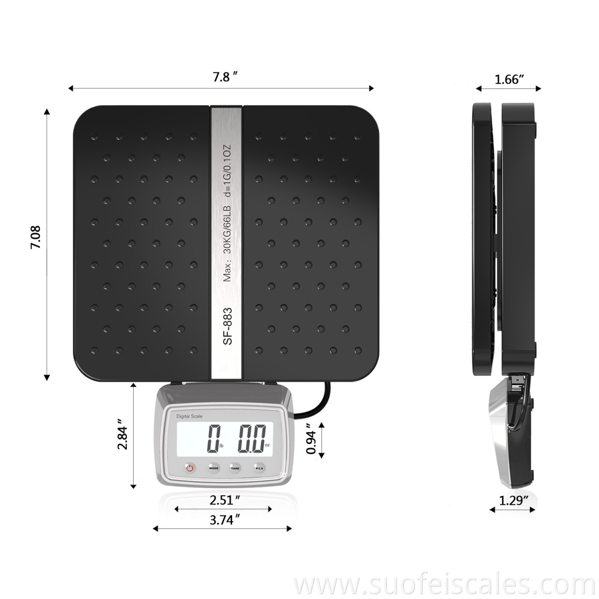 SF-883 100 lb X 0.1 oz Silver Digital Postal Scale For Shipping Weight Postage 50kg